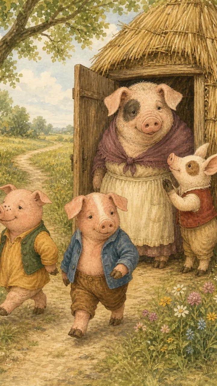 Cover illustration for The Story of the Three Little Pigs